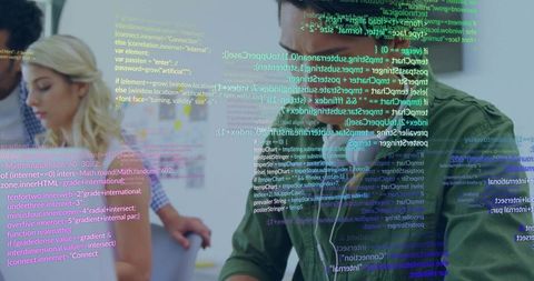 Software developer immersed in coding project at modern workspace