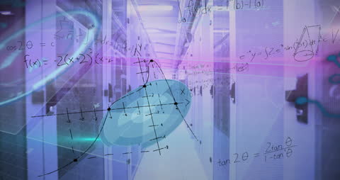 Mathematical Equations Blending with Server Room Technology