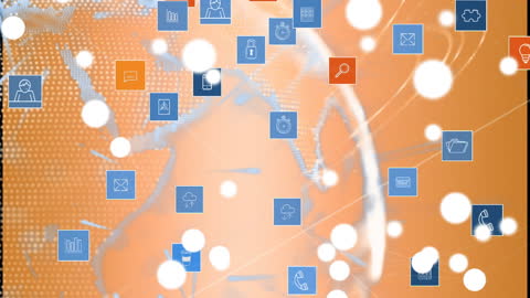 Digital Media Icons Overflowing Around Earth Rotating