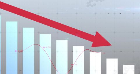 Falling Graph and Red Arrow Indicates Declining Trends - Download Free Stock Images Pikwizard.com
