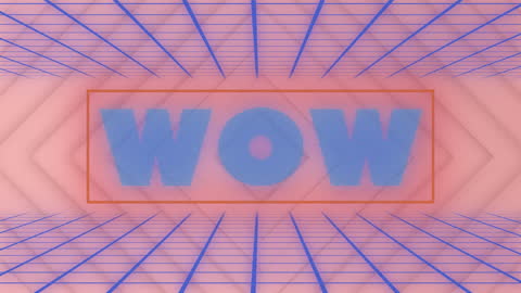 Vibrant Wow Text with Retro 3D Grid Background