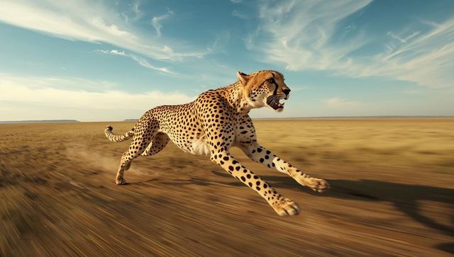 Cheetah demonstrating impressive speed on african savannah