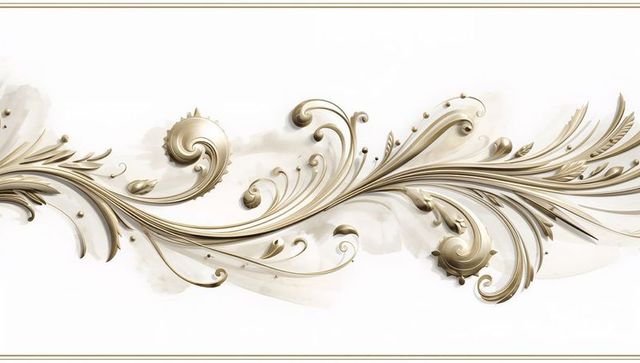 Flowing Gold Baroque Scrollwork with Acanthus Leaves and Embossed Filigree Ornament Decorative Panel
