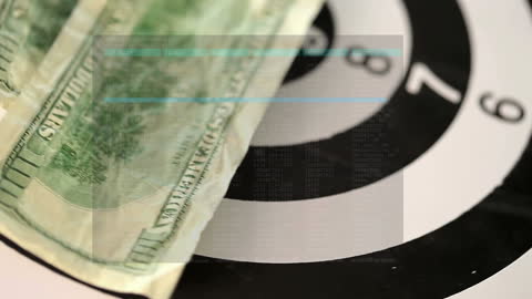 Digital Data Overlay on Banknotes for Business Concept