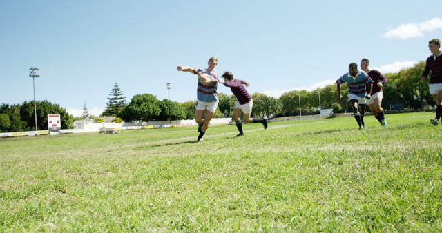 High School Rugby Players Competing on Field under Clear Sky - Download Free Stock Images Pikwizard.com