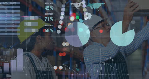 Diverse Coworkers Analyzing Data in Distribution Warehouse
