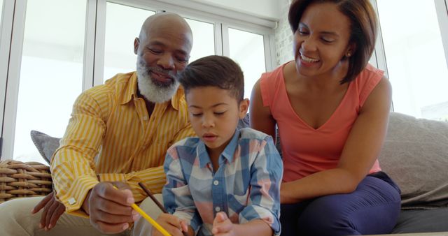 Family Practicing Homework Skills Together at Home - Download Free Stock Images Pikwizard.com