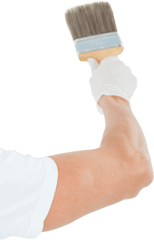 Transparent hand using paintbrush for decorating projects