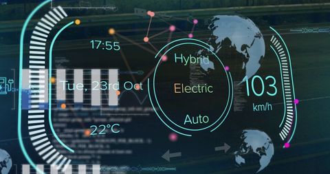 Electric Car Technology and Digital Data Interface Concept