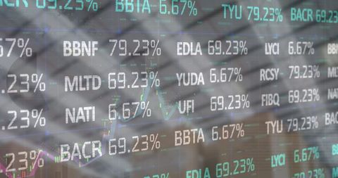 Global Financial Data Overlay on Industrial Warehouse Background
