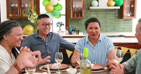 Diverse Senior Friends Celebrating with Joyful Gathering