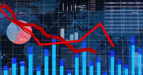 Data Processing Overlaid on Dynamic Global Map with Graphs - Download Free Stock Images Pikwizard.com