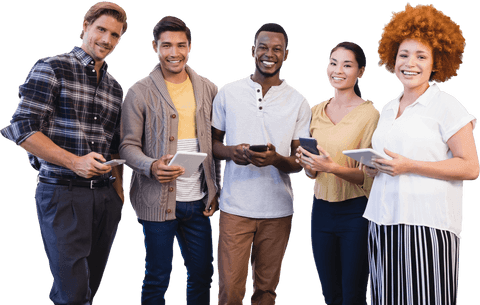 Diverse Group Using Gadgets Isolated on Transparent Background - Download Free Stock Videos Pikwizard.com