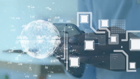 Global Technology Network with Animated Digital Connections