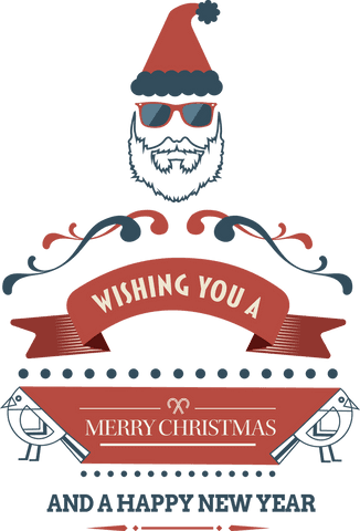 Stylized Merry Christmas Greeting Banner on Transparent Background