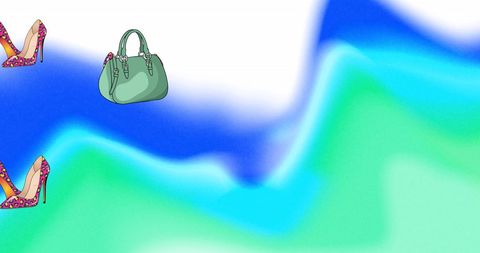 Fashion accessories falling on blue gradient background