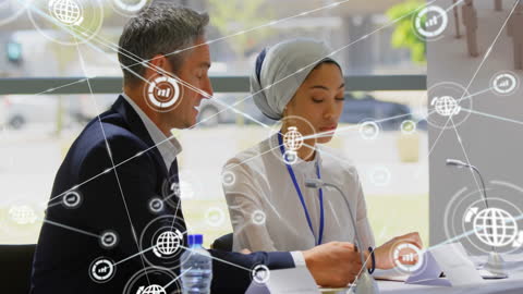 Diverse Business Professionals Engaging in Global Networking Session