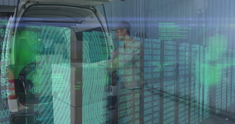 Courier Loading Packages Highlighted by Data Animation Effect