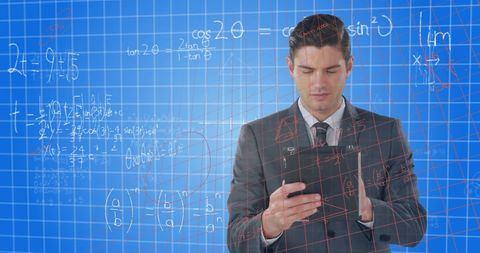 Businessman Analyzing Mathematical Model on Tablet - Download Free Stock Images Pikwizard.com