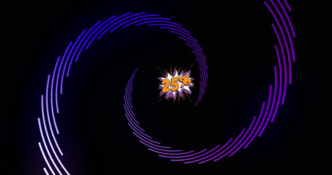 Animated 25 Percent Discount with Dynamic Spiral Pattern