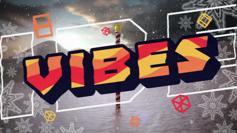 Vibes Text Animation with Snow Falling Scene