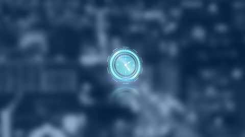 Digital Clock Animation with Futuristic Cityscape Background