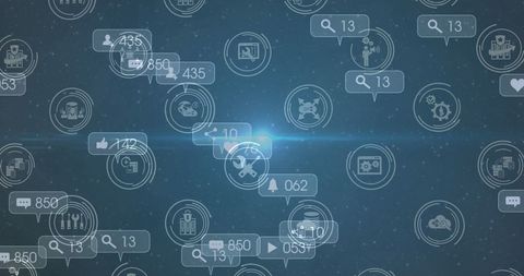 digital social media interface with abstract blue background - Download Free Stock Images Pikwizard.com
