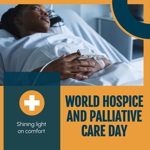 Pensive woman hospital bed promoting world hospice day awareness