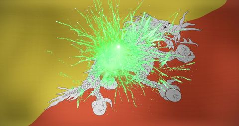 bhutan flag displayed with radiant green fireworks burst - Download Free Stock Images Pikwizard.com