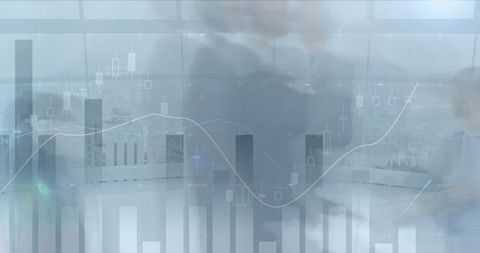 Financial Graphs Overlay with Business Professionals in Motion - Download Free Stock Images Pikwizard.com