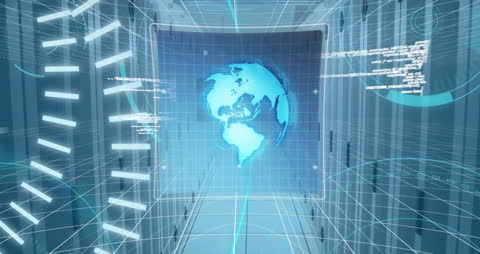 Futuristic Digital Data Processing Visualization with Globe