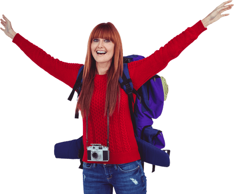 Hipster Woman Traveling with Backpack on Transparent Background - Download Free Stock Videos Pikwizard.com