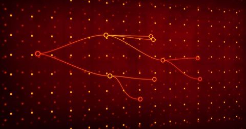 Digital Network Connections on Dynamic Red Background