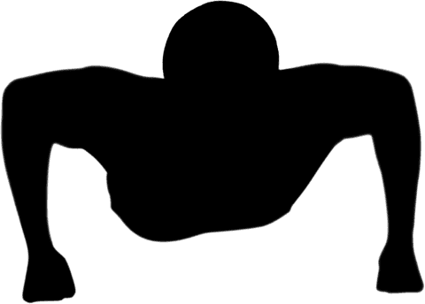 Man doing push-ups silhouette illustration on transparent background