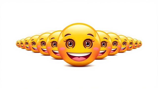 Cheerful 3d emoticons forming symmetrical pattern