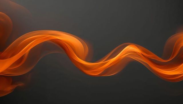 Orange Translucent Ribbon Swirling on Dark Background