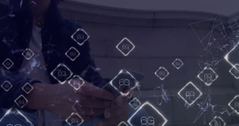 6G Technology Concept with Person on Smartphone