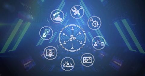 Digital Technology Icons with Network Interface Abstract Background - Download Free Stock Images Pikwizard.com