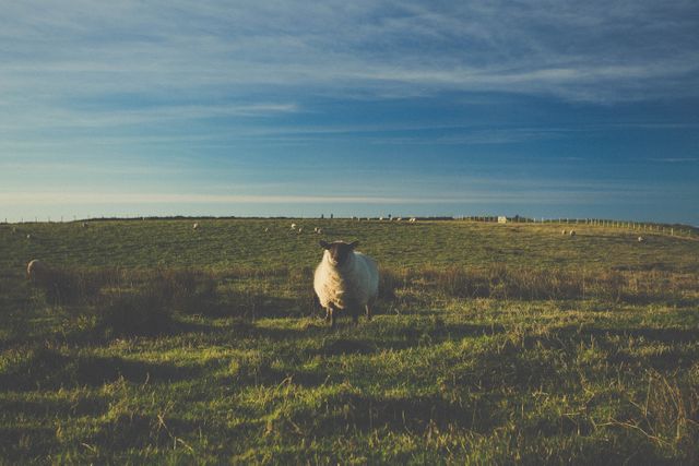 Sheep Grazing in Tranquil Countryside at Sunset - Download Free Stock Photos Pikwizard.com