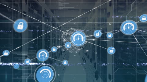 Futuristic Network Connections Overlay on Data Servers