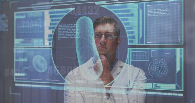 Scientist Analyzing Holographic Virtual Interface in Modern Laboratory - Download Free Stock Images Pikwizard.com