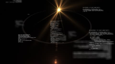 Glowing Digital Network with Data Code Overlay