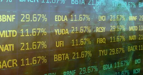 Digital Ticker Display Reflection with Skyline