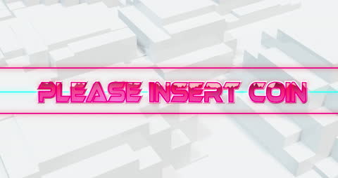 Retro Video Game Animation With Insert Coin Message
