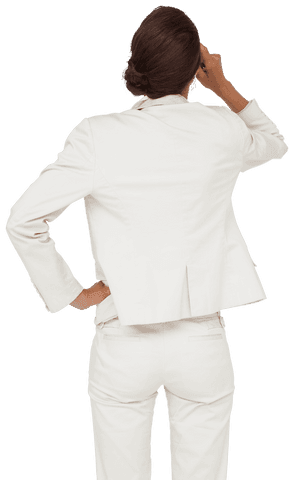 Transparent Back View of Businesswoman in White Suit