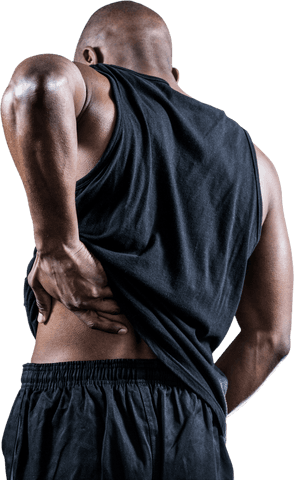 Athlete Experiencing Back Pain, Transparent Background