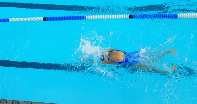 Swimmer Practicing Strokes in Olympic Size Pool - Download Free Stock Images Pikwizard.com