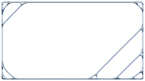 Futuristic silver-blue metallic frame with transparent background