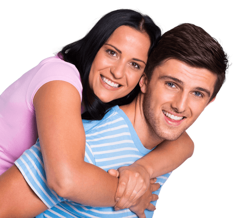 Transparent Joyful Piggyback Couples Celebrating Happiness