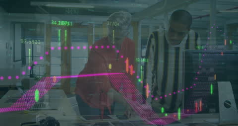 Collaborating Background Shows Futuristic Financial Interface